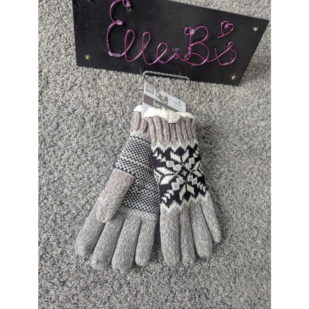 NWT Isotoner Heather Gray Eco Comfort Sherpa Lined Winter Gloves O/S - Picture 1 of 3